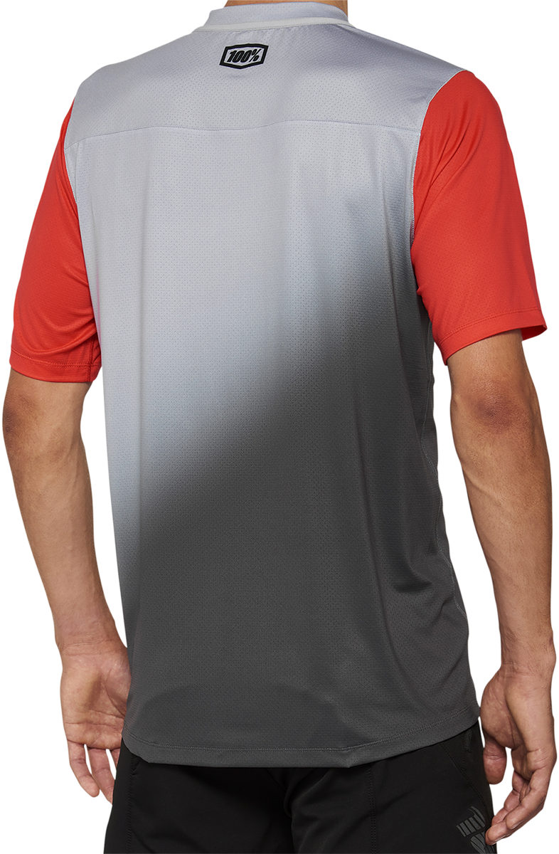 100% Celium Short-Sleeve Jersey - Gray/Racer Red - Large 40011-00012