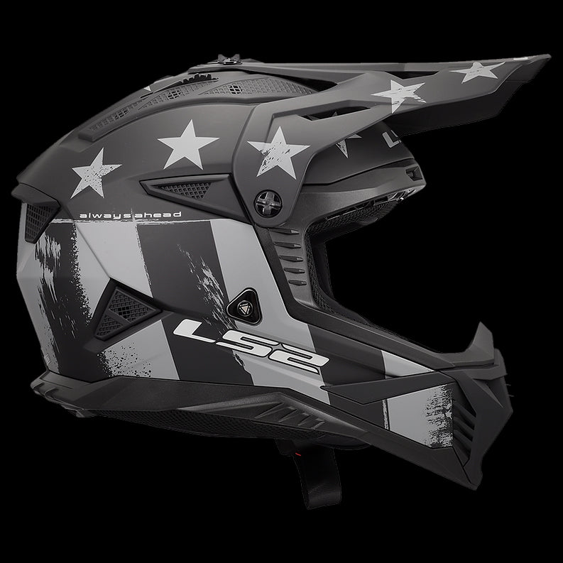 LS2 - Gate II Battle Scar Moto Helmet Matte Gray Tonal Black