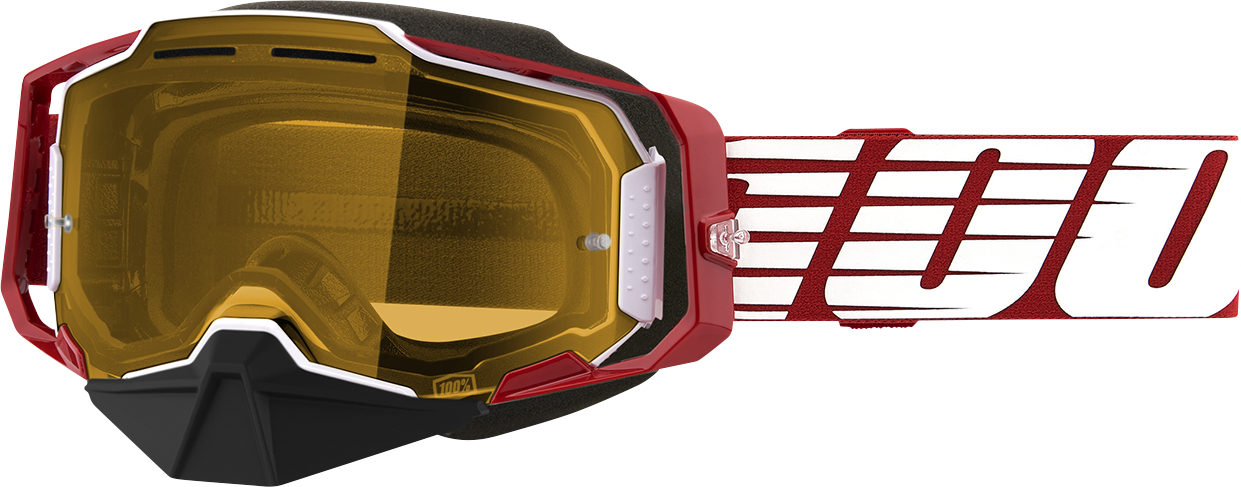 100% Armega Snow Goggles - Oversized Red - Yellow 50007-00006