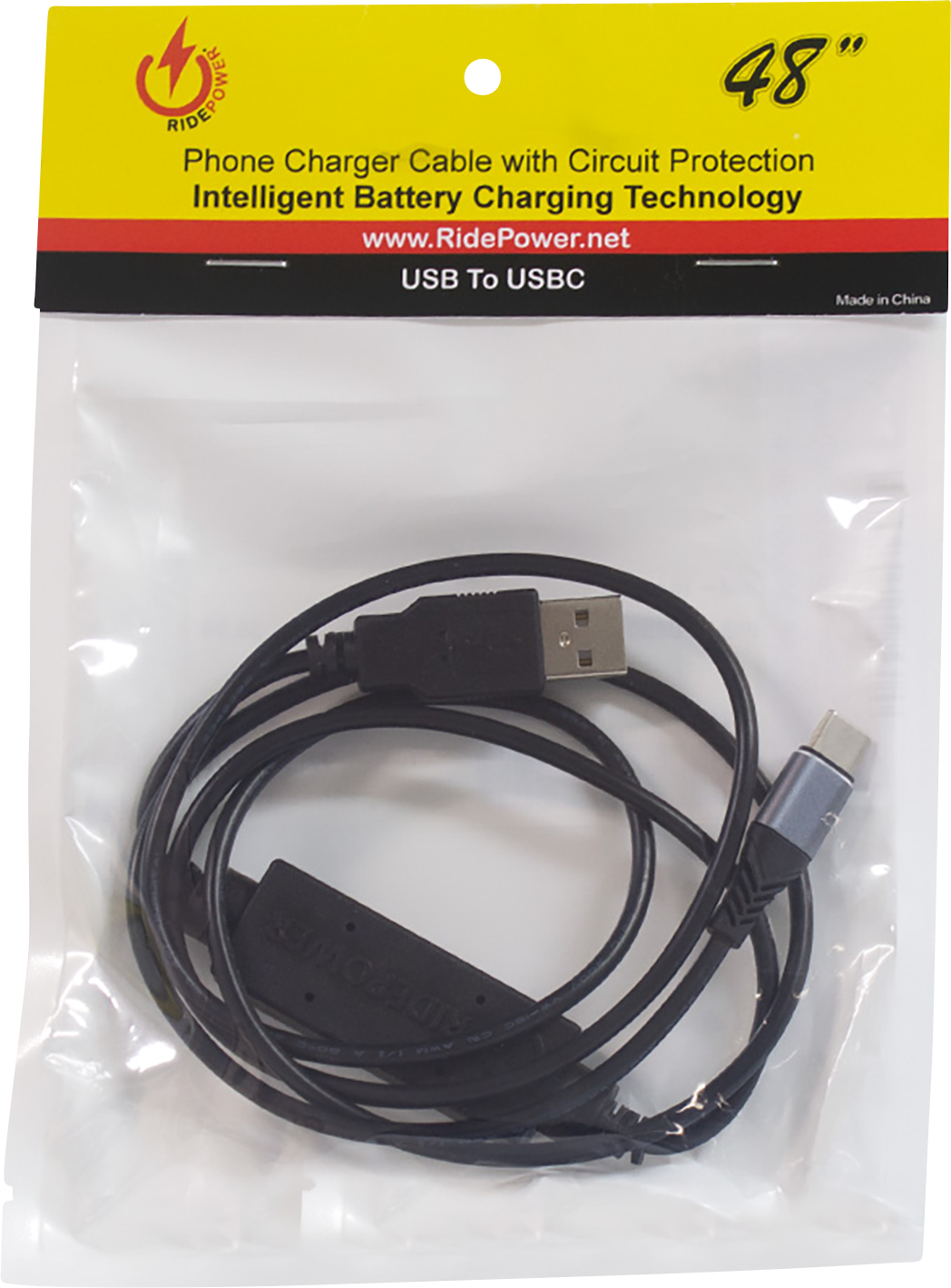 RIDEPOWER USB to USB-C Cable - Charger - Single-End - 4' 1248USBUSBC4FT