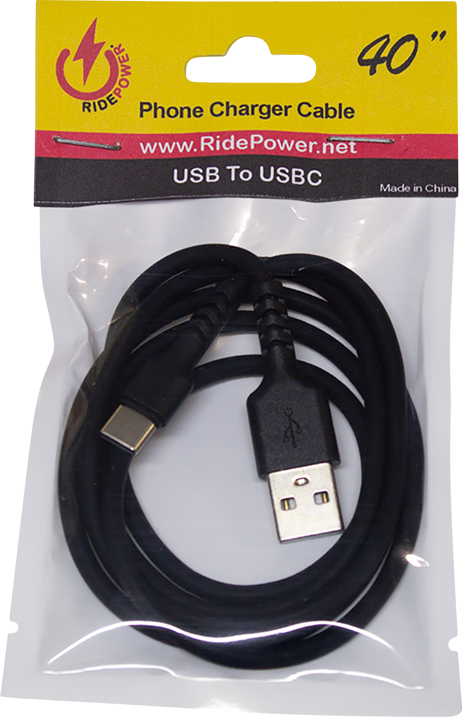 RIDEPOWER USB to USB-C Cable - Charger - Single-End - 40" RPUSBUSBC40