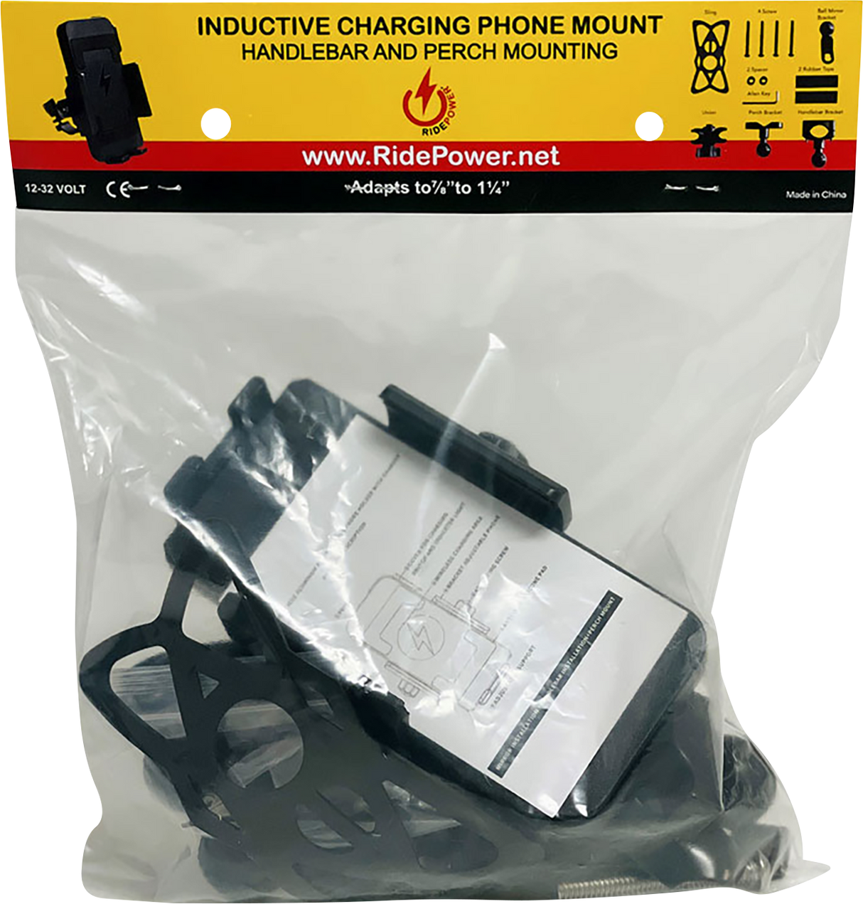 RIDEPOWER Ball Mount - Phone Holder - Wireless Charging RPPMMTLBKBW12