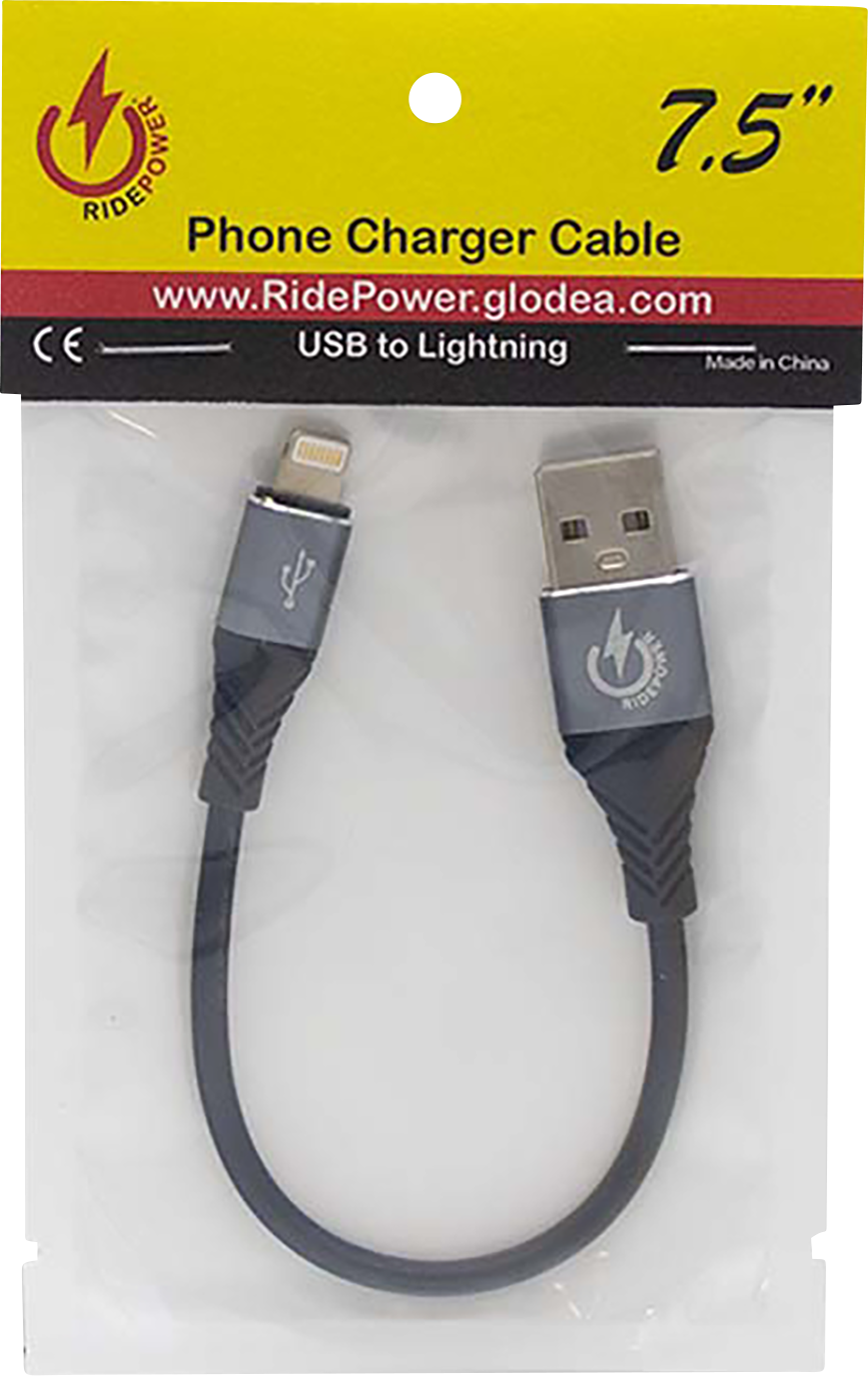 RIDEPOWER USB to Lightning Cable - Charger - Single-End - 7-1/2" RPUSBLHT75