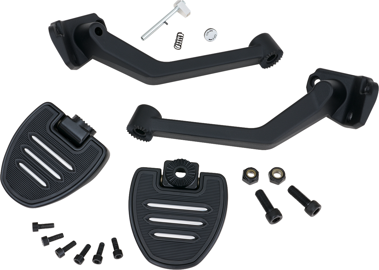 SHOW CHROME Adjustable Passenger Boards - Black - Ryker 41-413BK