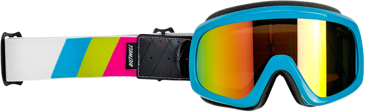 BILTWELL Overland 2.0 Goggle - Tri-Stripe - Cyan/Jet Boat - Bronze Lens 2111-0944-003