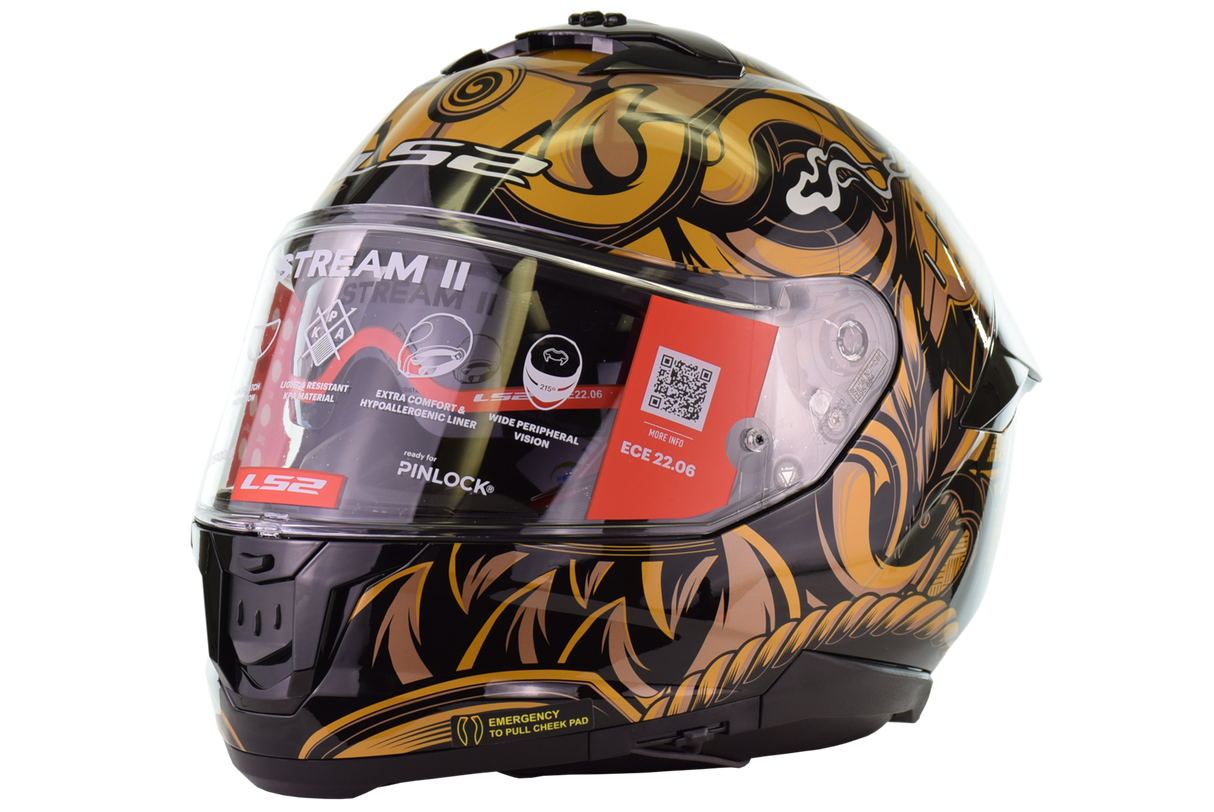 LS2 - Stream II Full Face Helmet - Samurai Gloss Black Gold