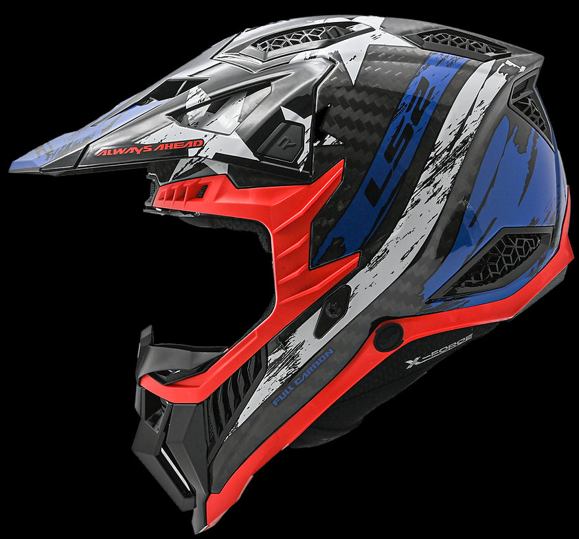 LS2 - X Force Carbon Motocross Helmet - Gloss Red/White/Blue