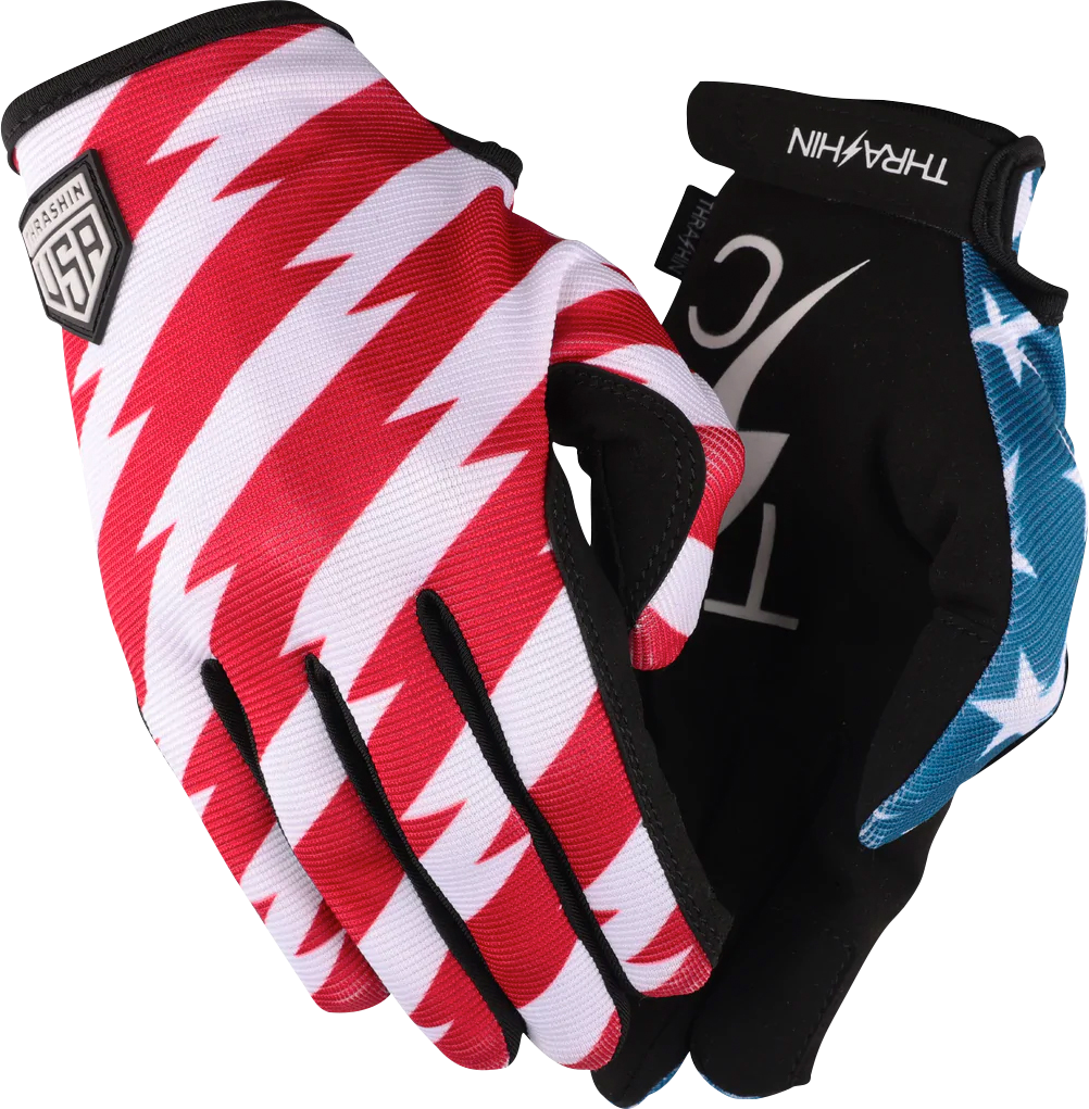 THRASHIN SUPPLY CO. Stars & Bolts Stealth Gloves - Red/Blue - XL SV1-12-11