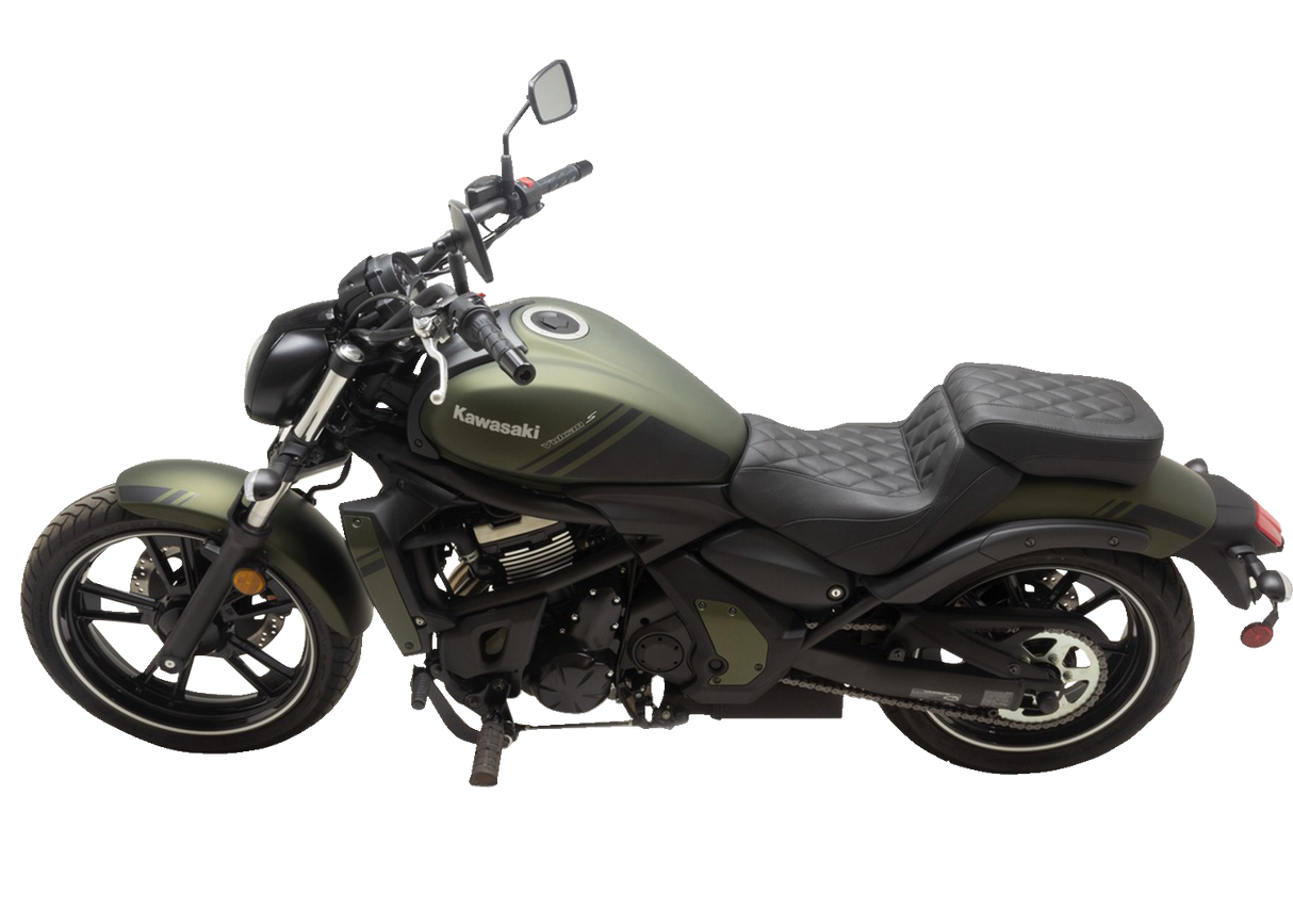 MUSTANG Squareback/Fastback Solo Seat - Black - Diamond Stitch - Vulcan S '15-'23 76430