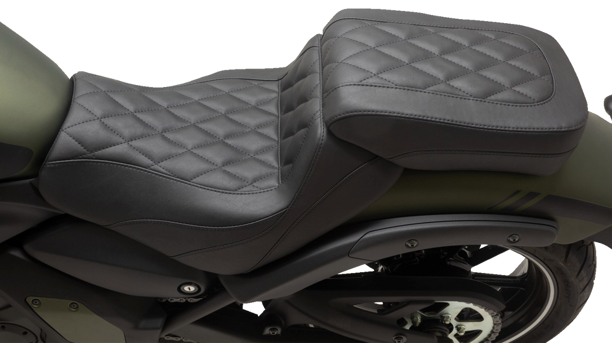 MUSTANG Squareback Seat - Passenger - Black - Diamond Stitch - Vulcan S '15-'23 76431