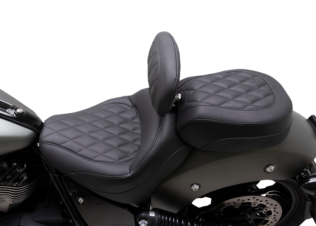 MUSTANG Solo Touring Seat - w/ Driver Backrest - Black - Diamond Stitch - Chief '22-'23 89740