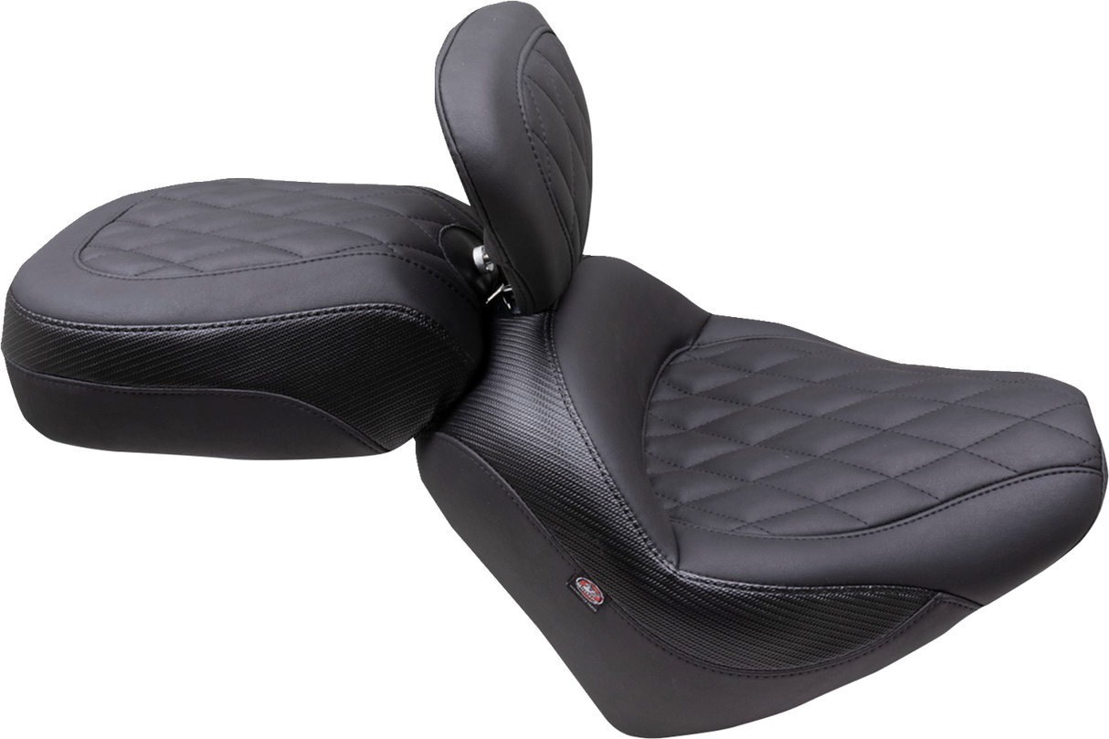 MUSTANG Solo Touring Seat - w/ Driver Backrest - Black - Diamond Stitch - Chief '22-'23 89740