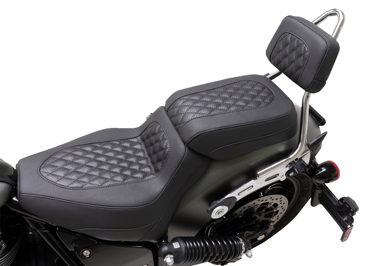 MUSTANG Squareback Sissy Bar Pad - Black - Diamond Stitch - Chief '22-'23 88206