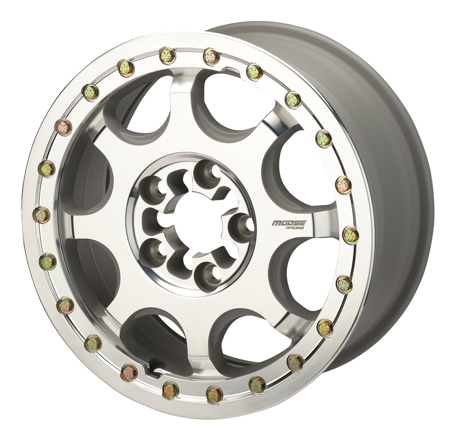 MOOSE UTILITY Wheel - 351X - 5-Lug/Beadlock - Front/Rear - Machined - 15x7 - 5/4.5 - 5+2 351BM157545CF64