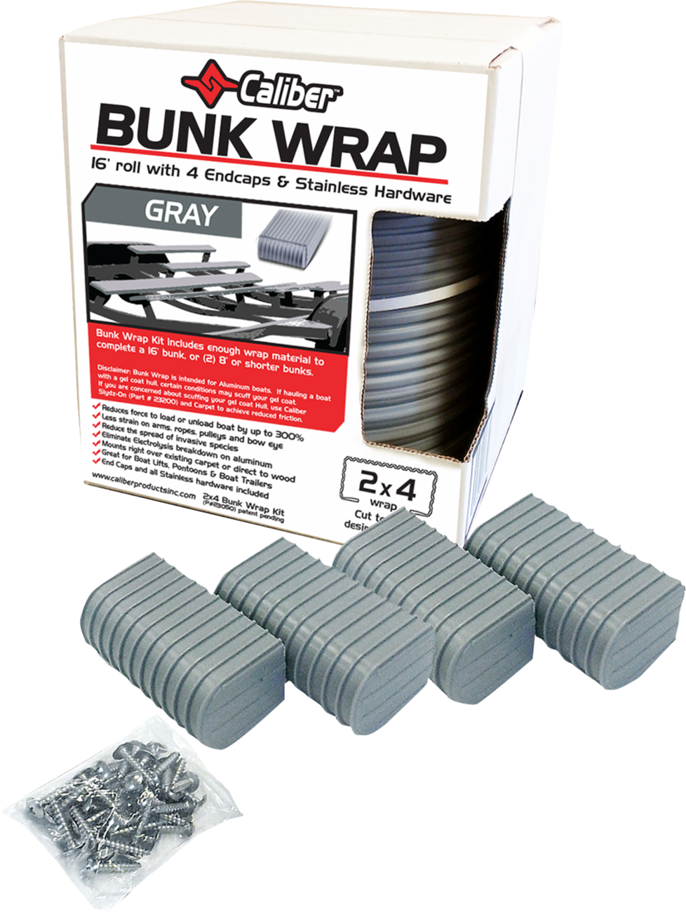 CALIBER Bunk Wrap Endcap - 2"x4" - Gray - 4 Pack 23051