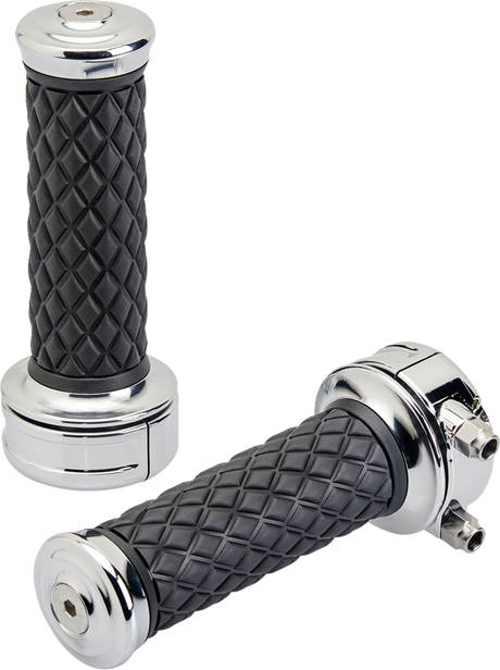 BILTWELL Alumicore Grips - Custom - Chrome 6606-105-01
