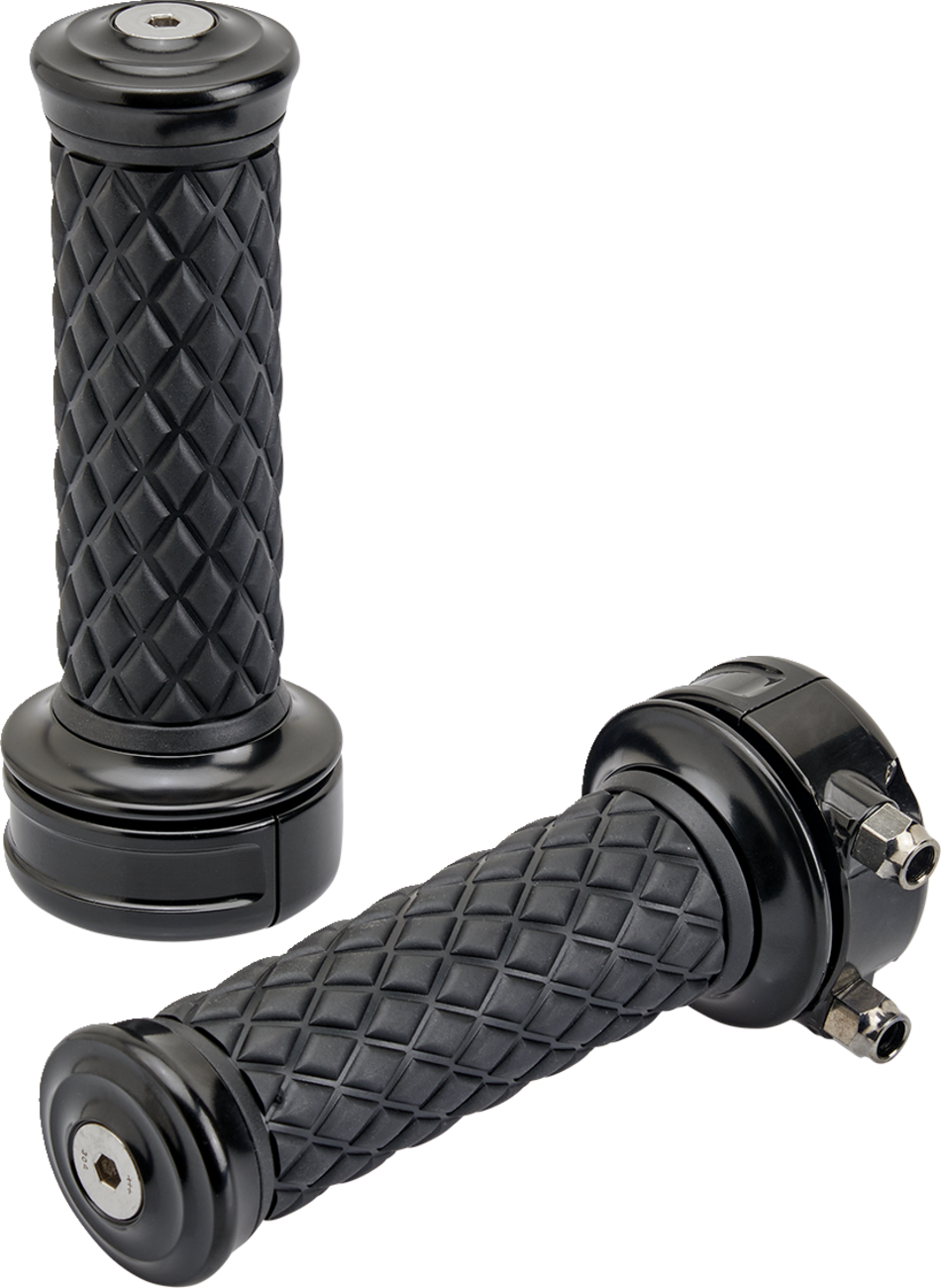 BILTWELL Alumicore Grips - Custom - Black 6606-201-01