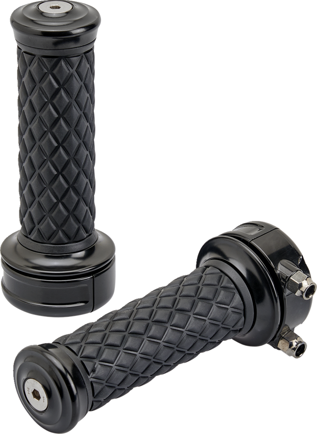 BILTWELL Alumicore Grips - Custom - Black 6606-201-01