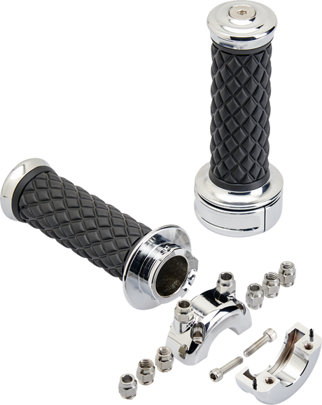 BILTWELL Alumicore Grips - Custom - Chrome 6606-105-01