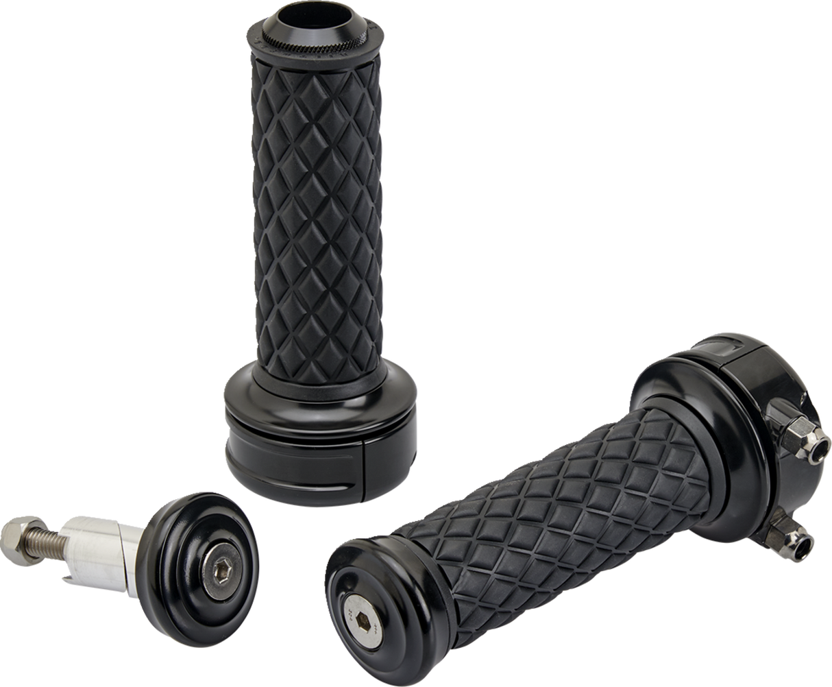 BILTWELL Alumicore Grips - Custom - Black 6606-201-01