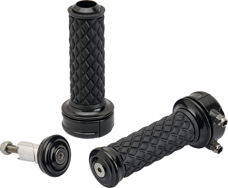 BILTWELL Alumicore Grips - Custom - Black 6606-201-01