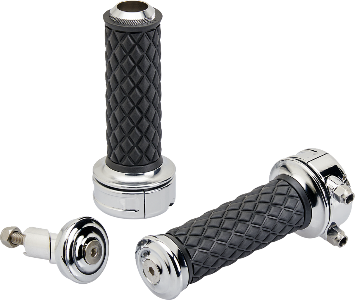 BILTWELL Alumicore Grips - Custom - Chrome 6606-105-01