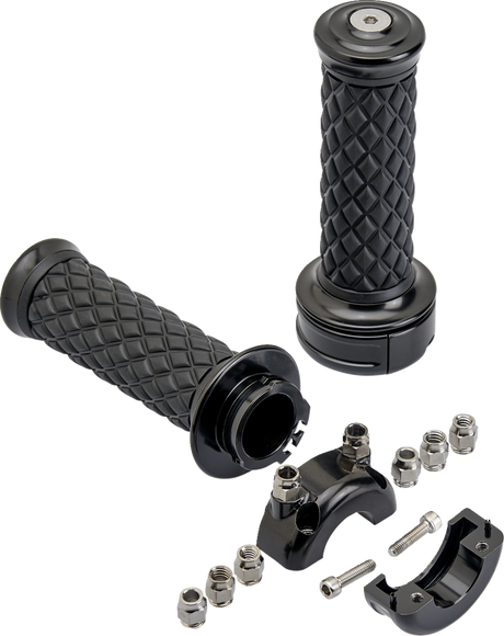 BILTWELL Alumicore Grips - Custom - Black 6606-201-01