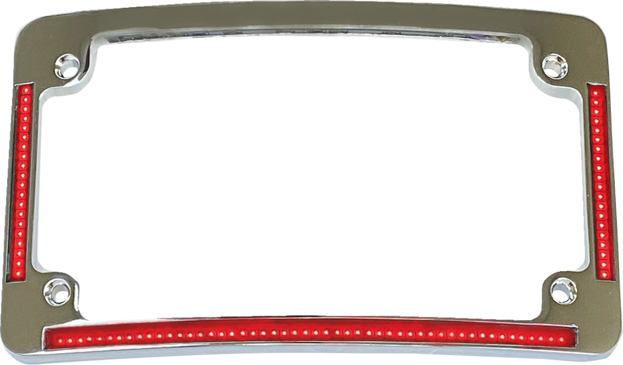Custom Dynamics License Plate Frame - Red/White LED - Chrome TF08-C - Cycle City Outdoors