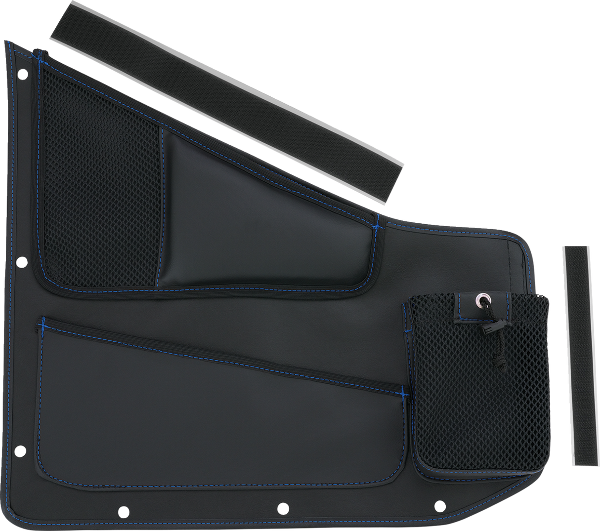 SHOW CHROME Kaliber Side Organizer - Driver and Passenger - Black w/ Blue Stitching H44-7BLU