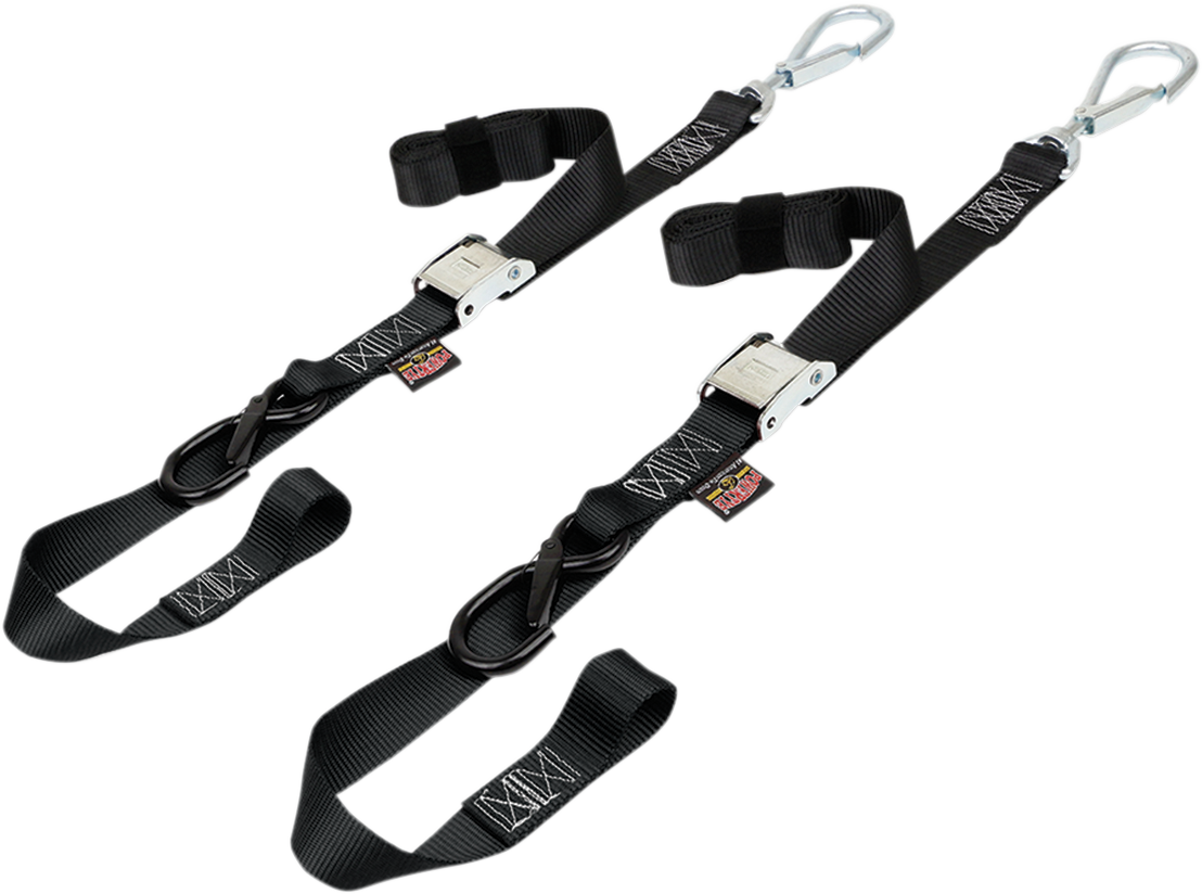 Powertye Mfg. 29622-SB Soft-Tye Tie-Down Straps - Cam Buckle - with Latch Hooks - 1-1/2" x 6' - Black