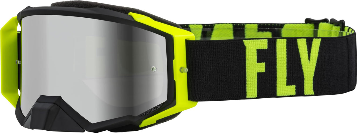 Fly Racing - Zone Pro Goggle - Black/Hi-Vis w/ Silver Mirror - Smoke Lens