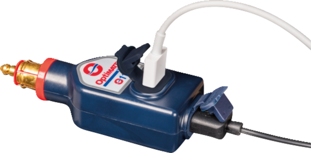 TECMATE Dual USB Charger - Optimate - 180° BIKE Plug/12V - In-Line O-119