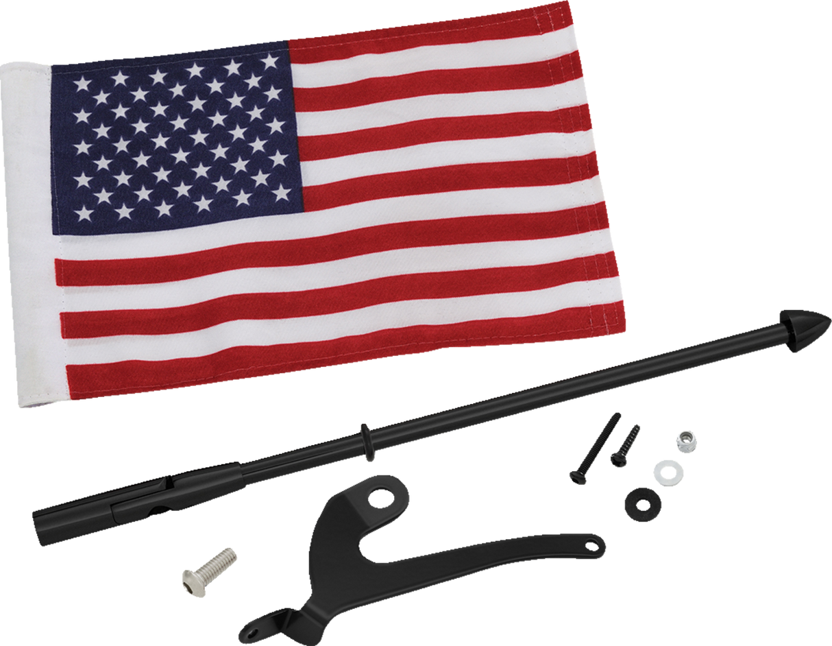 SHOW CHROME Folding Flag Pole - Left - Black - Can-Am RT/F3 41-203LBK