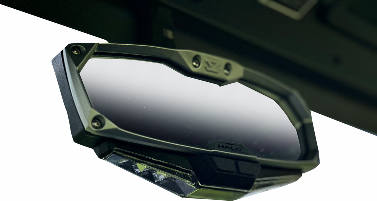 SEIZMIK Mirror - Halo R - Rear View w/LED Cabin Light - Rectangle - Black w/Silver Bezel - CF Moto 56-18032KIT