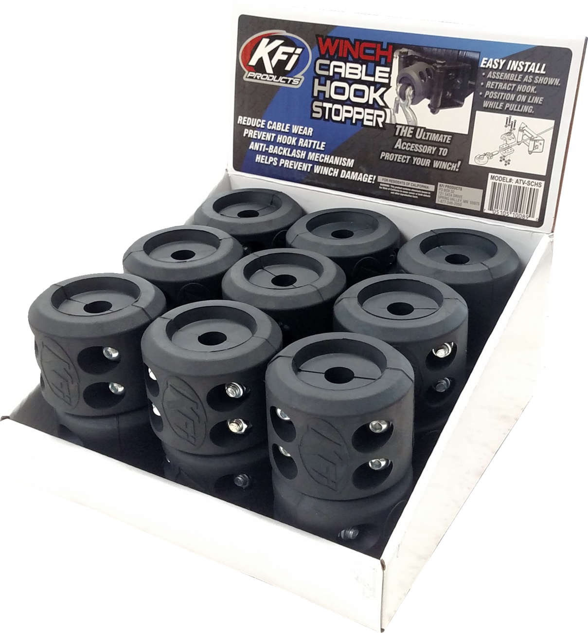 KFI PRODUCTS Split Cable Hook Stopper - 18 Pack - Counter Top BOX-SCHS