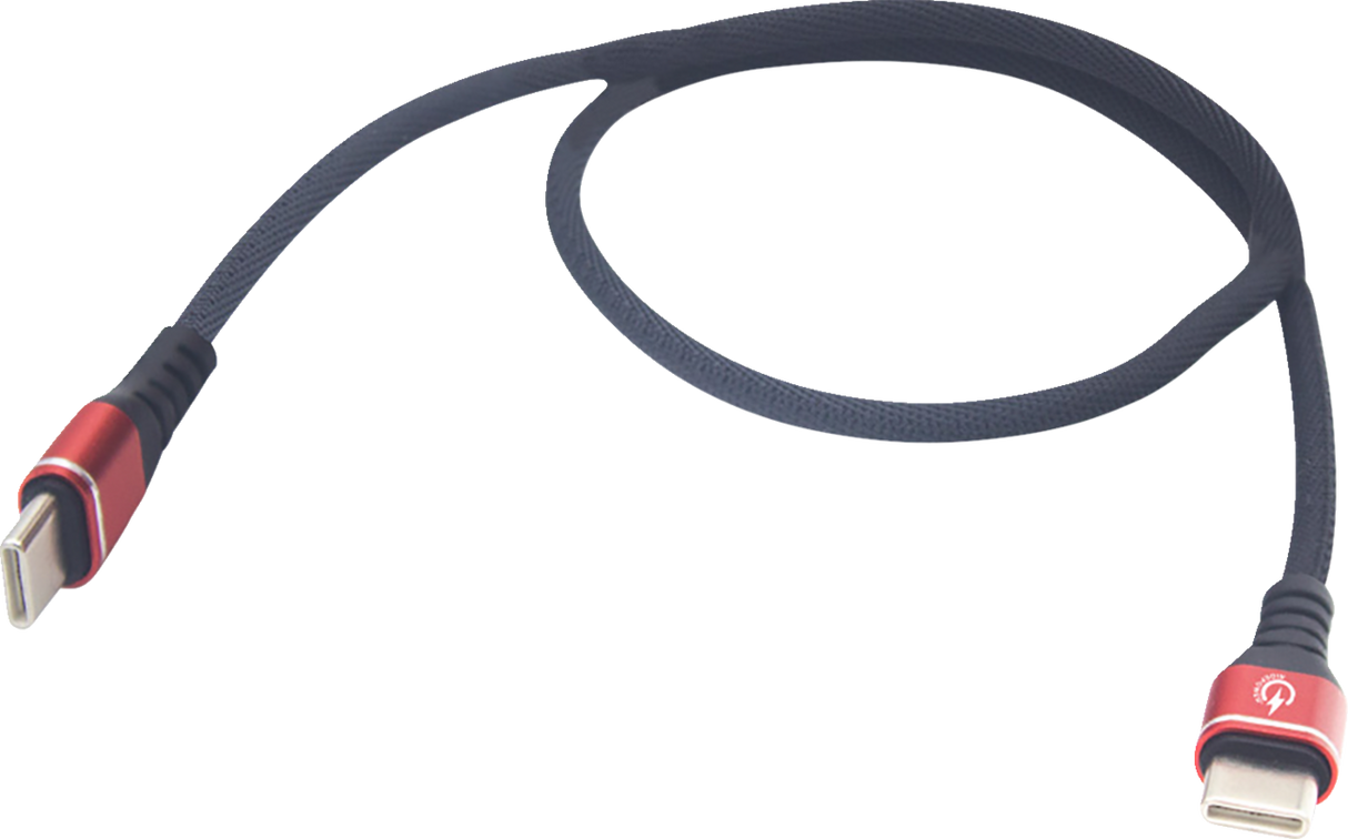 RIDEPOWER Male USB-C to Male USB-C Cable - Phone - Charger - 12" - Black/Red RPUSBCUSBC12