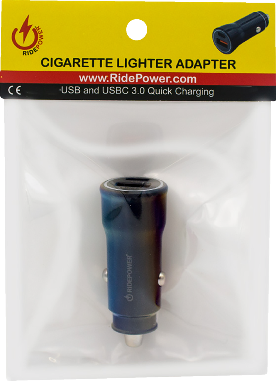 RIDEPOWER Power Adapter - Cigarette Lighter - USB/USB-C - Black RPCIGUSBUSBCADP