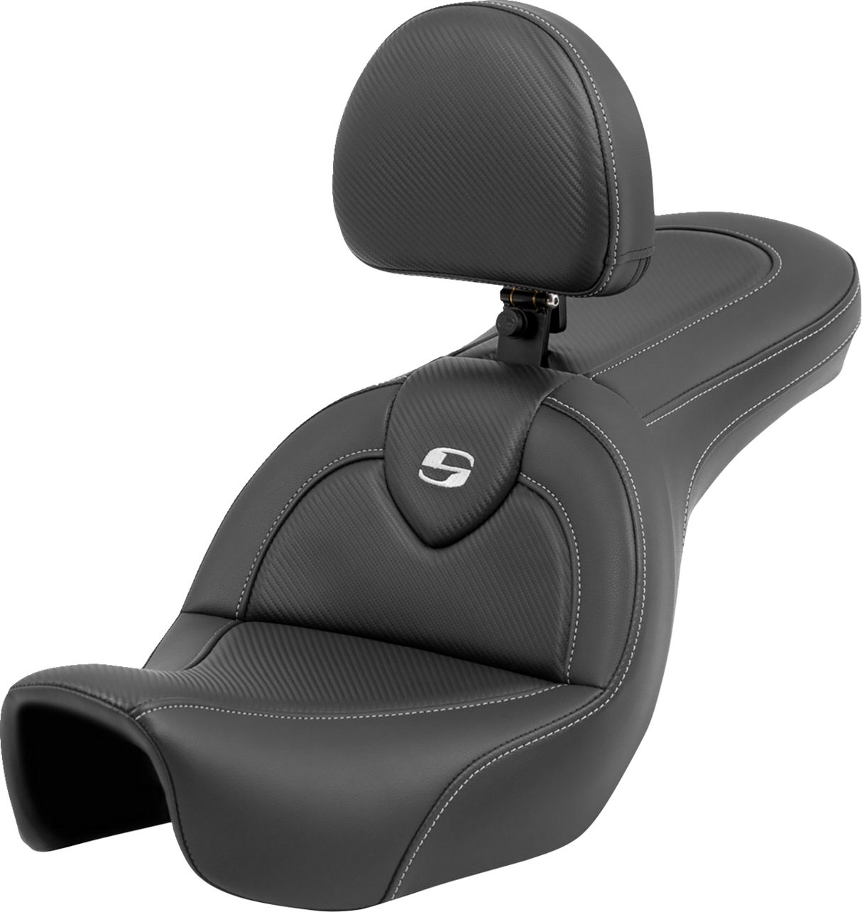 SADDLEMEN Roadsofa* Carbon Fiber Seat - Carbon Fiber - with Backrest - FXD '06-'17 806-04-185BR