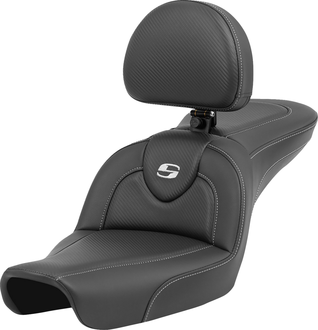 SADDLEMEN Roadsofa* Carbon Fiber Seat - Carbon Fiber - with Backrest - FXD '96-'03 896-04-185BR