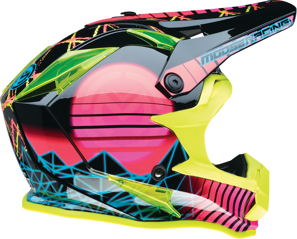 MOOSE RACING Youth F.I. Helmet - Vaporwave - MIPS¨ - Black/Pink/Yellow - Medium 0111-1615