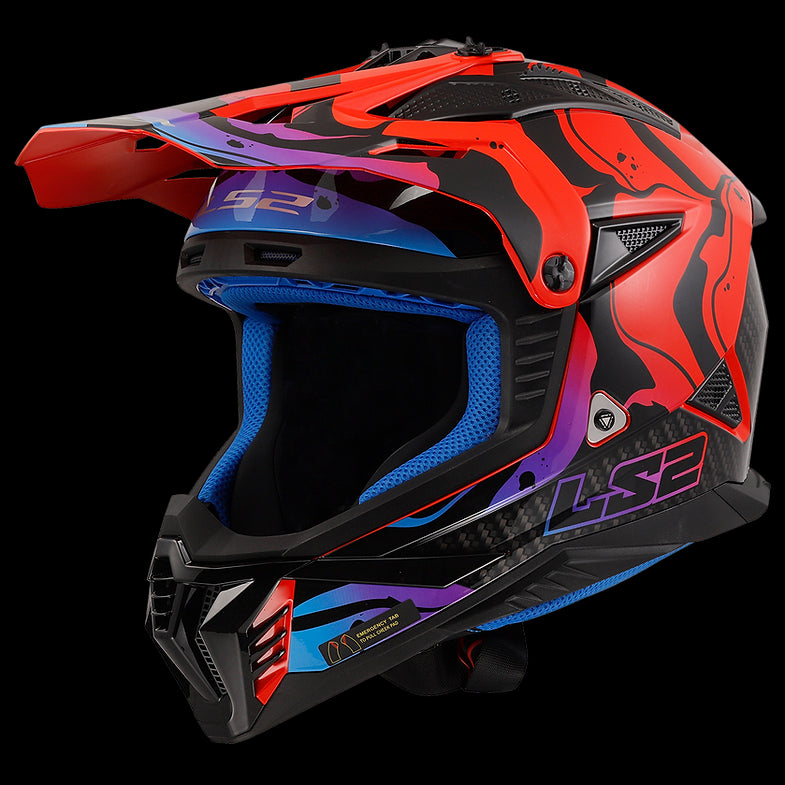 LS2 - Gate II Wash Motocross Helmet - Gloss Red/Blue/Purple