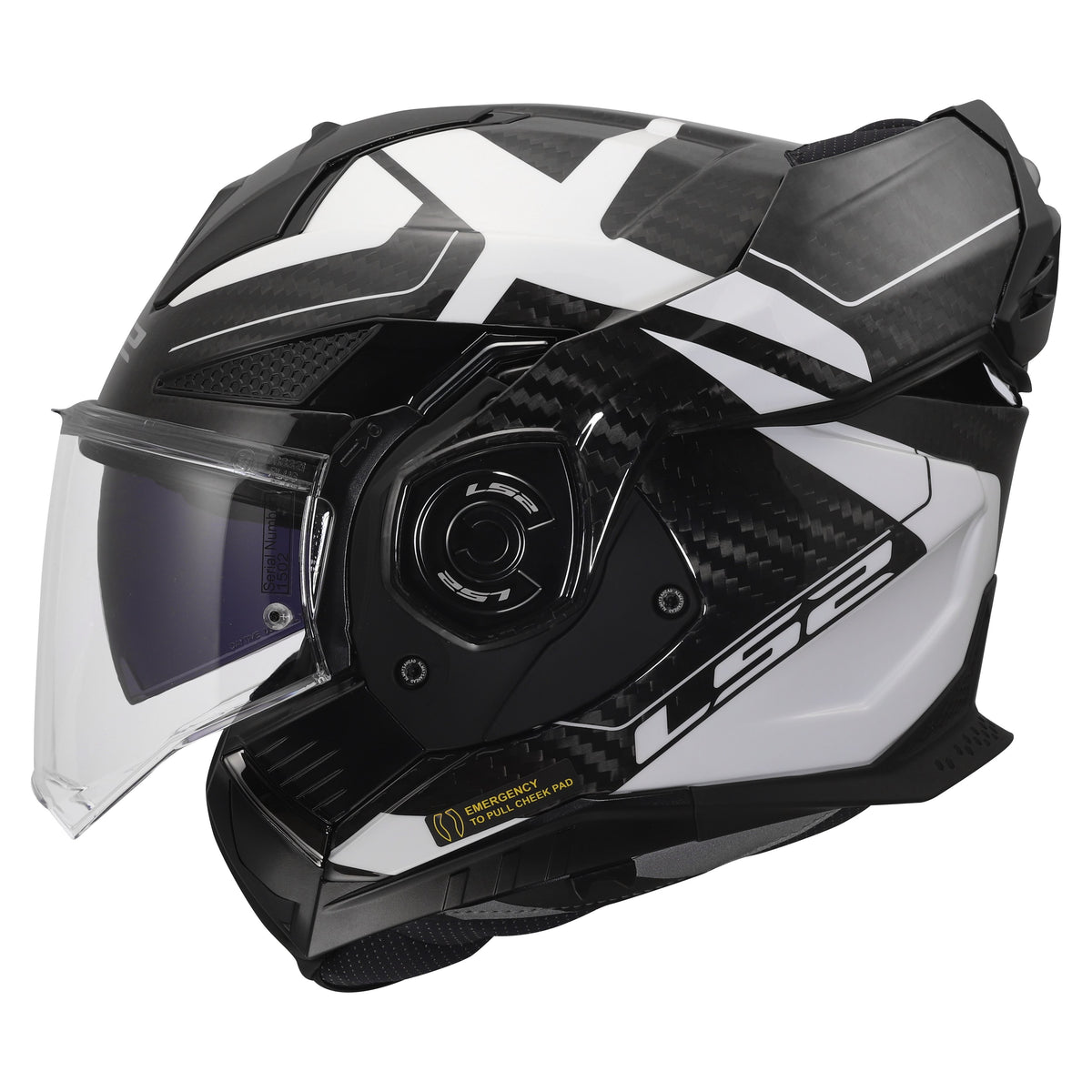LS2 Advant X Carbon Modular Helmet | Halo | Gloss Black/White | XS–3XL | 901-2121