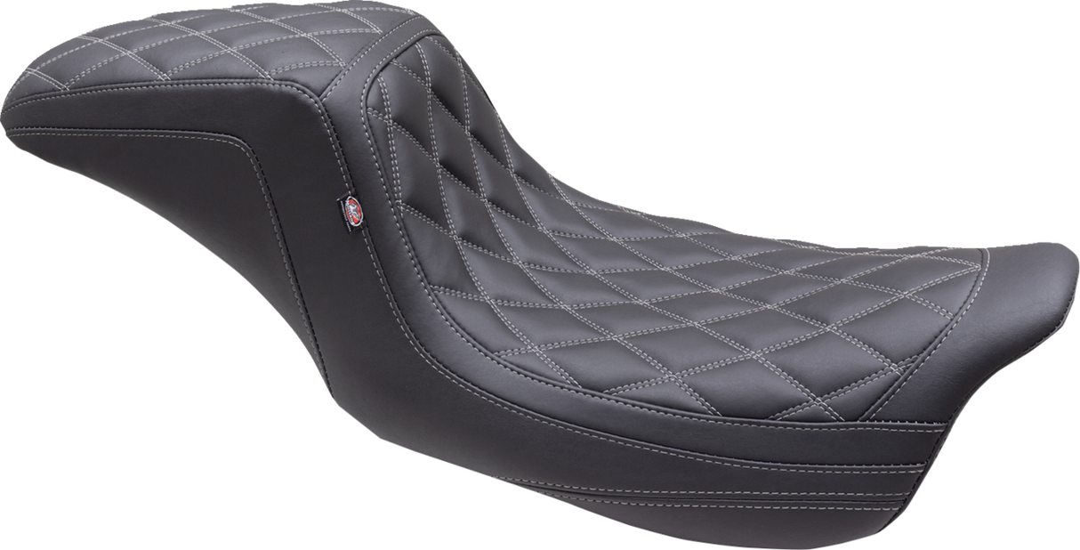 MUSTANG One Piece 2-Up Squareback Seat - Double Diamond - Gun Metal Stitch - FL '08-'24 75299GM