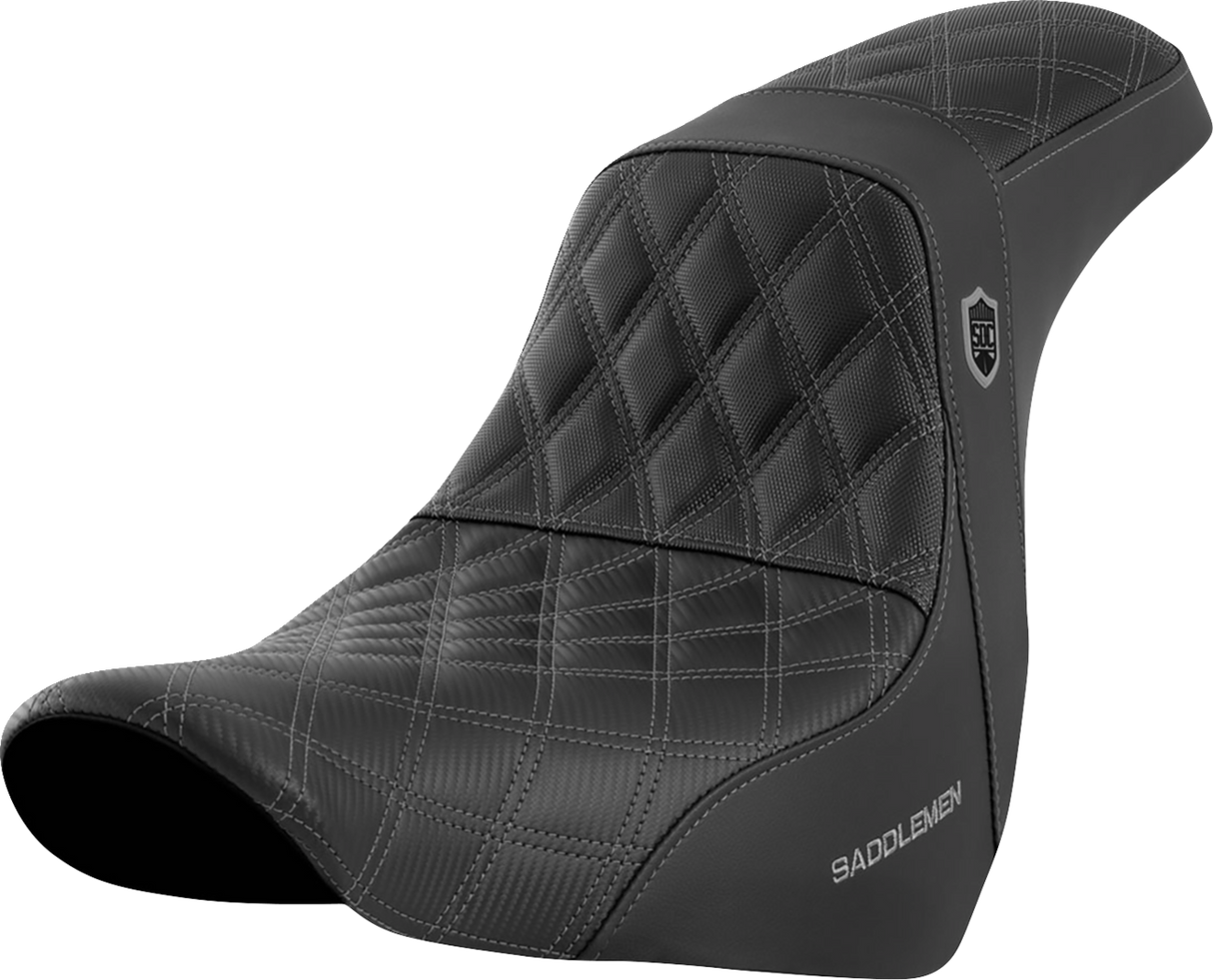SADDLEMEN Pro Series SDC Performance Seat - w/o Backrest - Gray Stitch - FL/FX '18-'20 SC81829GRE