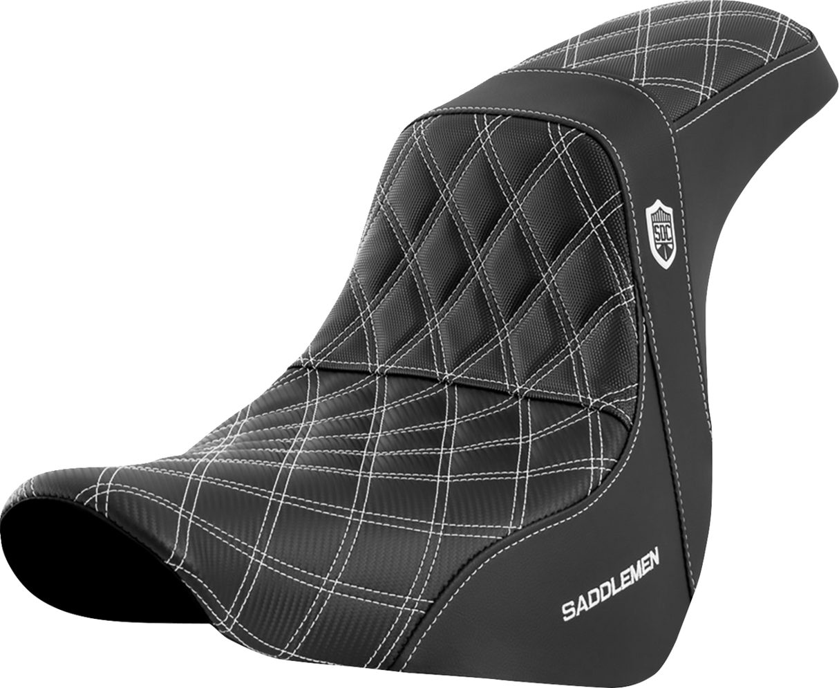 SADDLEMEN Pro Series SDC Performance Seat - w/o Backrest - White Stitch - FL/FX '18-'20 SC81829WHI