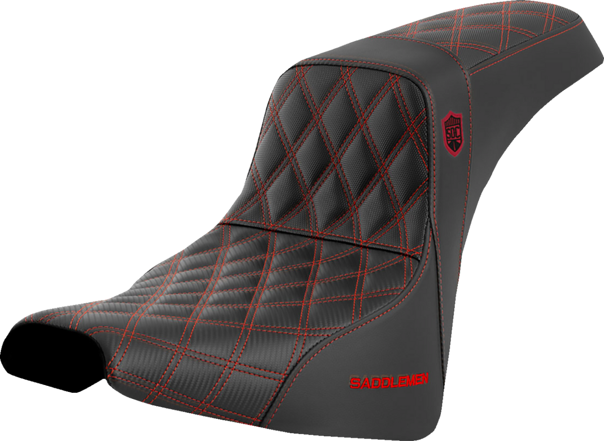 SADDLEMEN Pro Series SDC Performance Seat - w/o Backrest - Red Stitch - FXBB/FXST '18-'23 SC81830RED