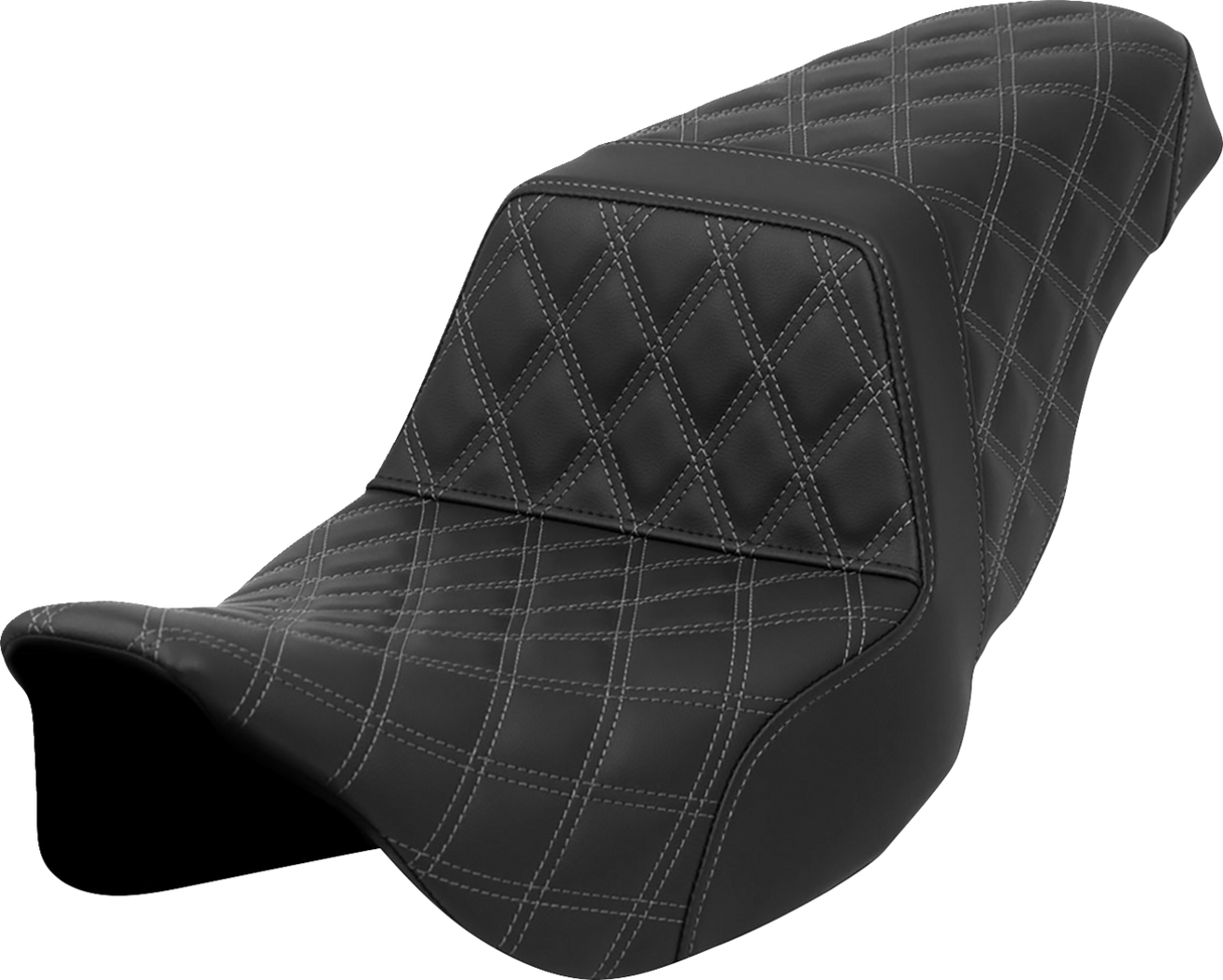 SADDLEMEN Step-Up Seat - Lattice Stitch - Gray Stitch - FLH/FLT '08-'23 A808-07B-175GRE