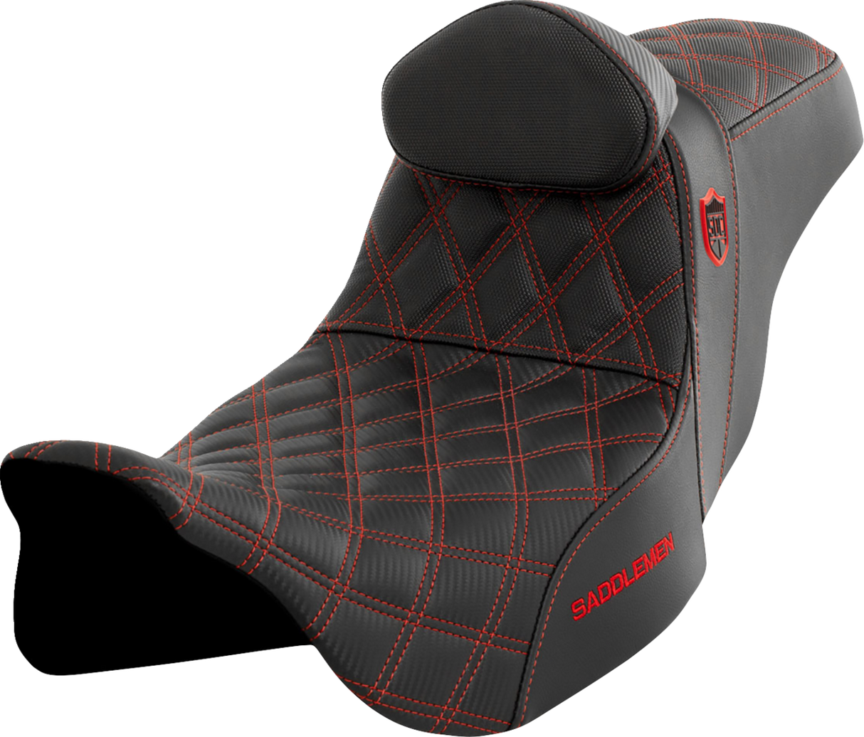 Saddlemen Pro Series SDC Performance Seat with Backrest - Red Stitch - FLH/FLT '08-'23 SC80807REDRT