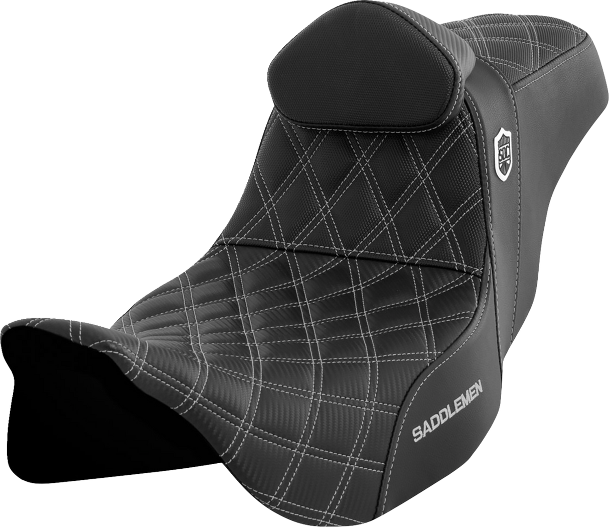 SADDLEMEN Pro Series SDC Performance Seat with Backrest - Silver Stitch - FLH/FLT '08-'23 SC80807SILRT