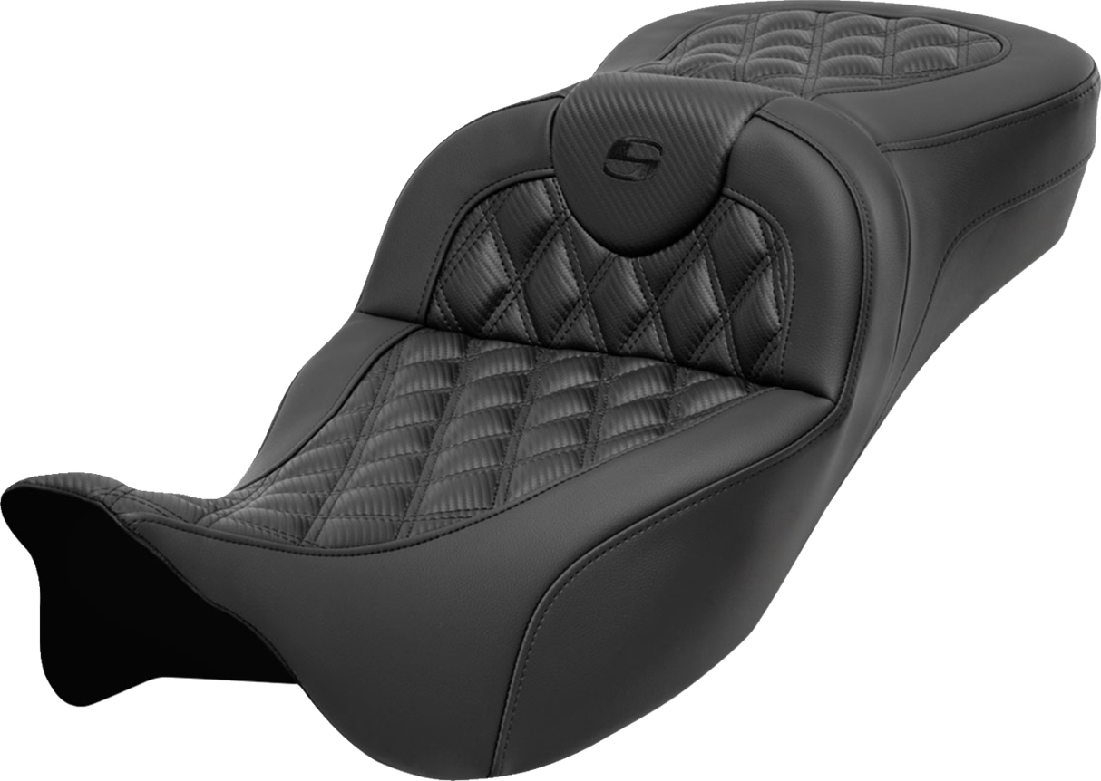 SADDLEMEN Roadsofa* Extended Reach Seat - Lattice Stitch - Carbon Fiber - FL '08-'23 - 808-07B-20700